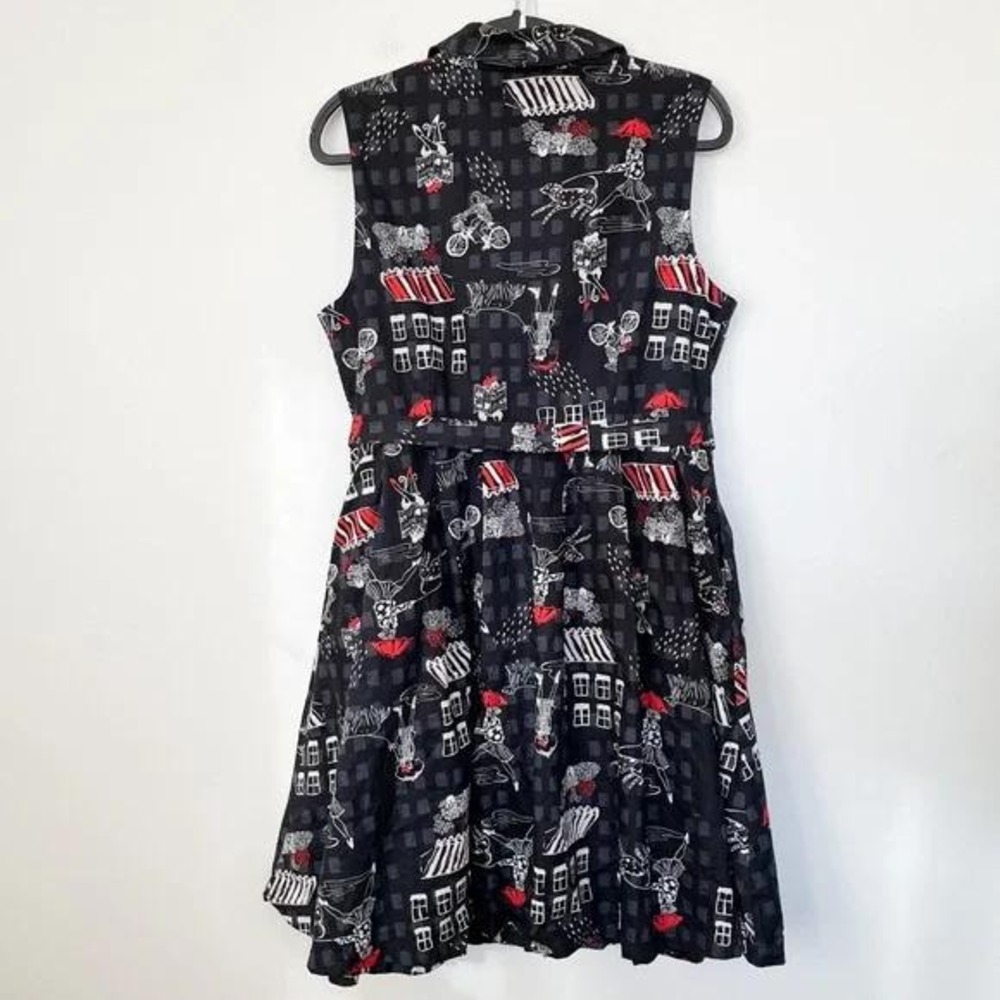 ModCloth Community Brunch‎ Belted Sleeveless Shirt Dress XL Black - Picture 7 of 13